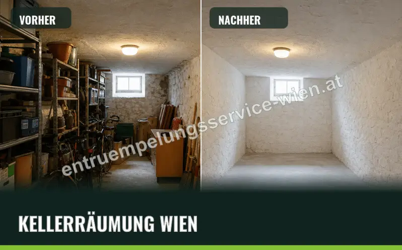 Kellerräumung in Wien vorher und nachher