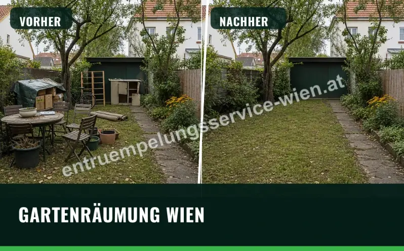 Gartenräumung in Wien vorher und nachher